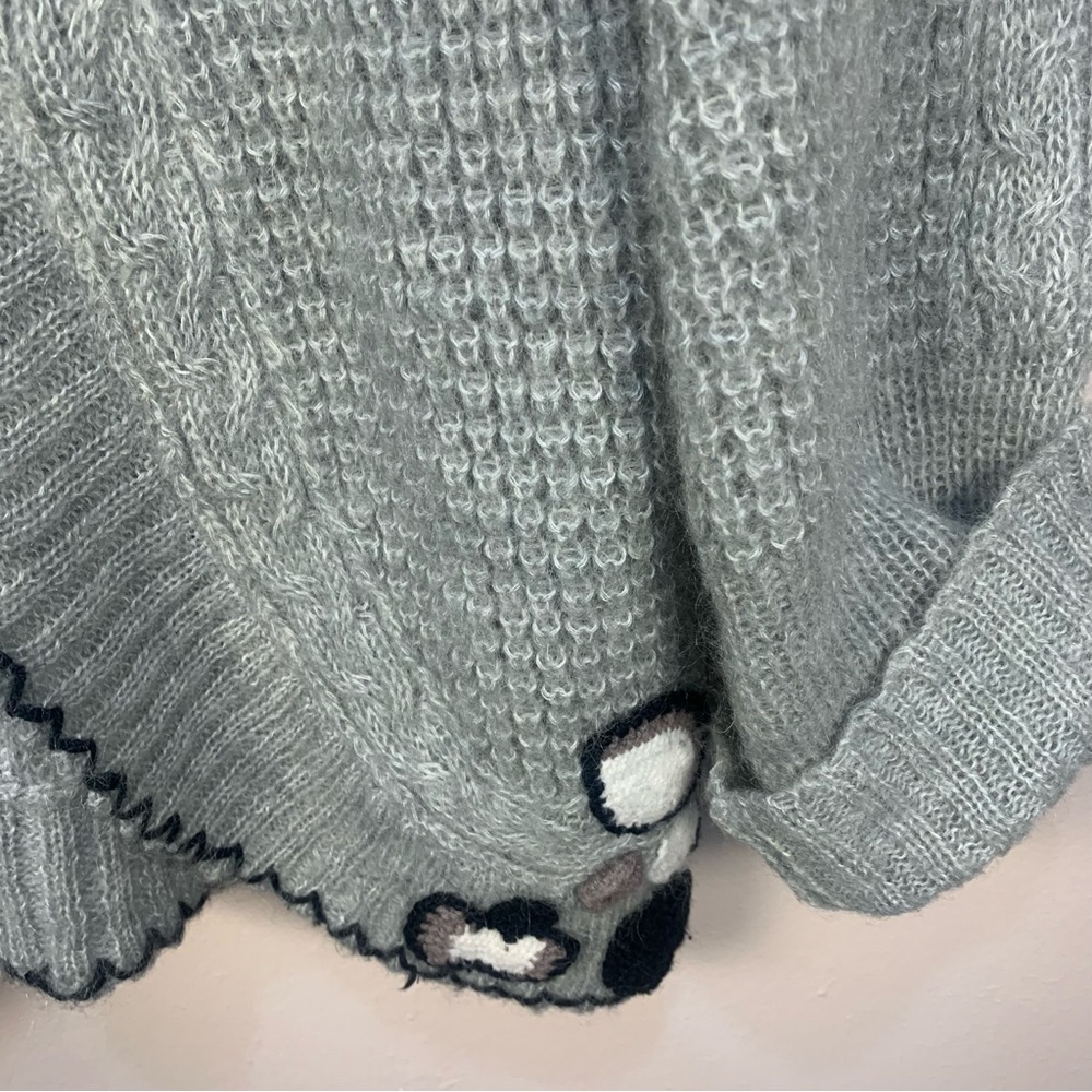 VTG Tally Ho Mohair Floral Appliqué Toggle Button Cardigan Sweater - Picture 4 of 15